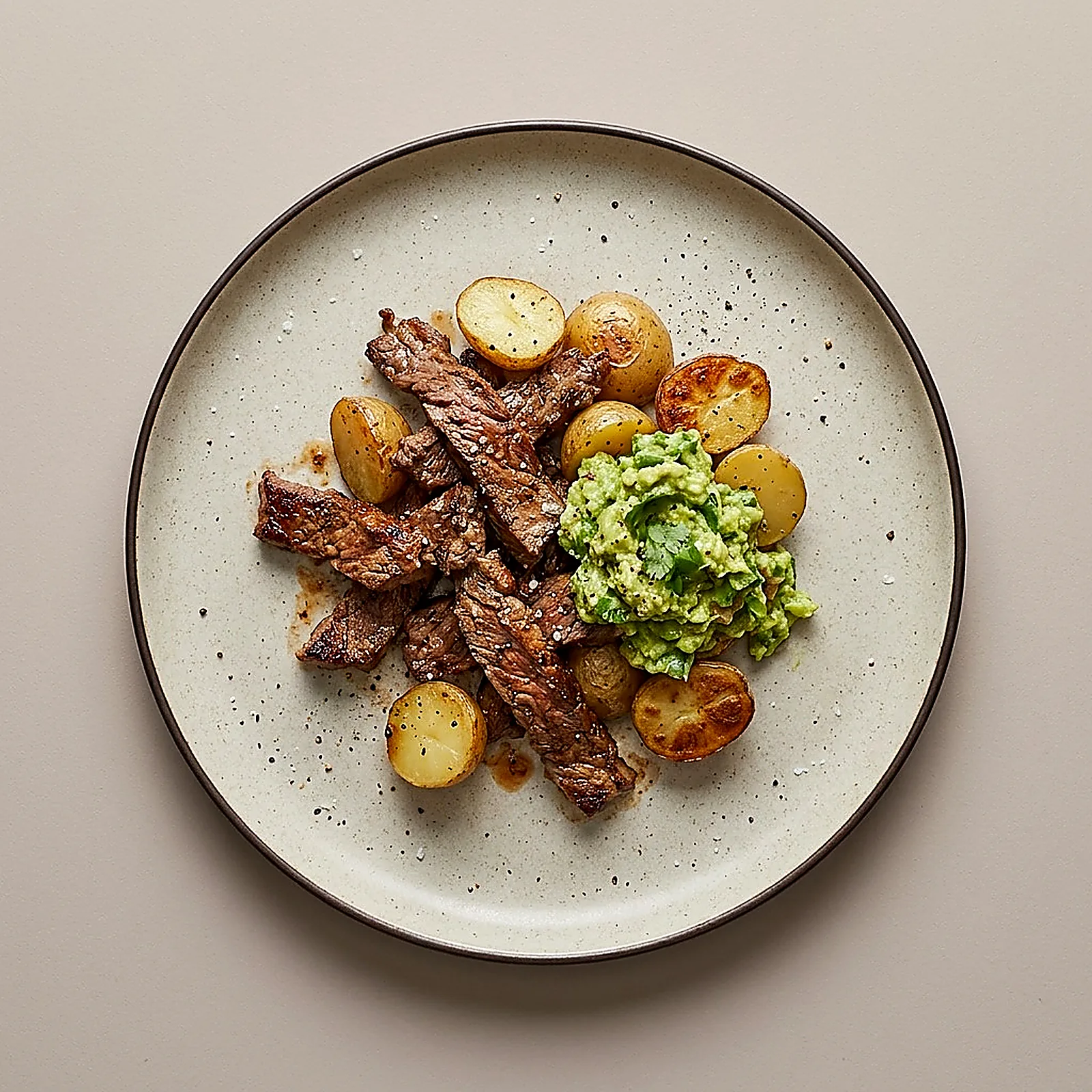 Arrachera a la plancha con guacamole
